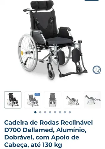 Cadeira de Rodas Dellamed reclinavel D700 T44 suporta até 130kg