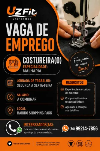 Vaga de emprego Costureira