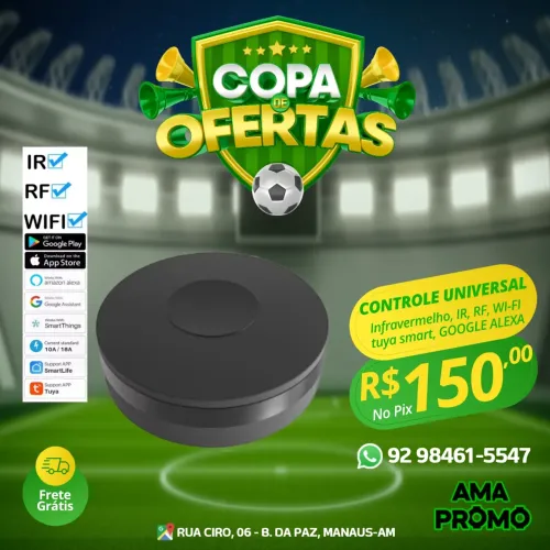 CONTROLE REMOTO INTELIGENTE TUYA WIFI RF + IR