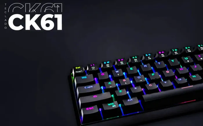 Teclado Mecânico Gamer Rgb Switch Red Sem Fio 60%