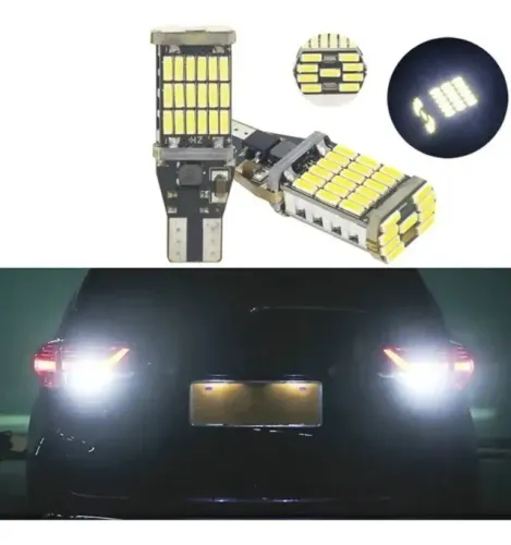 Par Lâmpada T15 45 LED Canbus Canceller Sem Erro Painel Carro