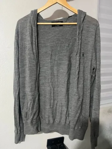 All Saints camiseta longa capuz merino wool zip-up hoodie