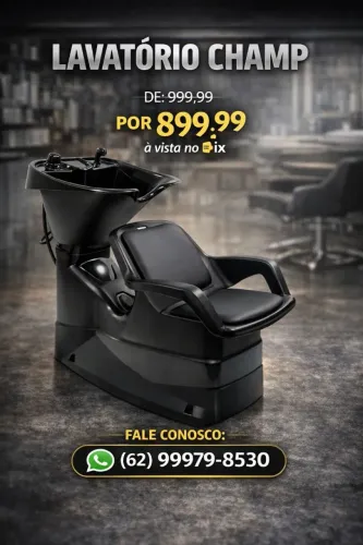 Lavatório Champ Profissional para Salão com Cuba Ergonômica e Assento Confortável