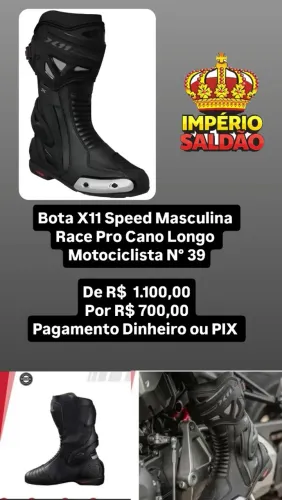 Bota X11 Speed Race Pro Cano longo N°39 (Produto Novo)