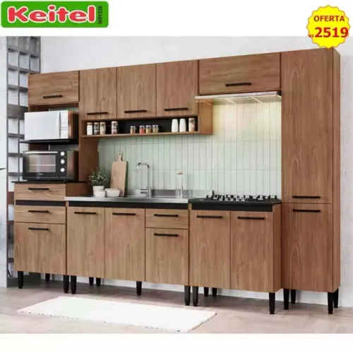 Cozinha Modulada Giovana 6 Peças Freijó / Preto