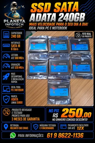 SSD Sata ADATA de 240gb ( com garantia )