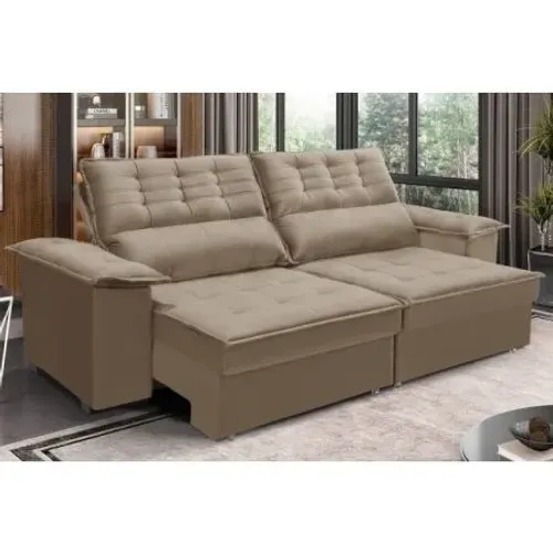 Sofa Dubai 2,30 Retr Reclinavel - Bege