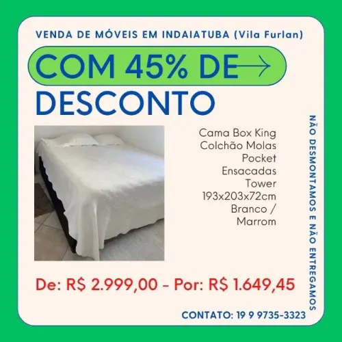 Cama Box King Colchão Molas Pocket Ensacadas Tower 193x203x72cm Branco / Marrom