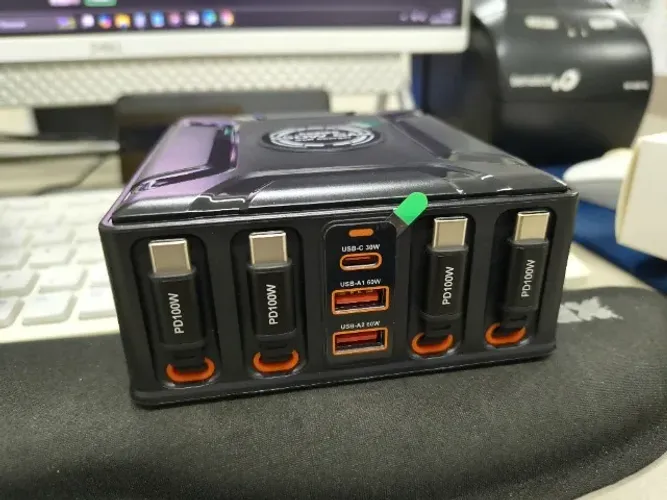 Carregador 7 em 1 de 550W com Cabo USB-C Retrátil de 100W