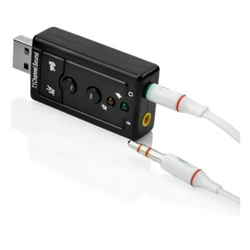 Placa de Som USB Virtual 7.1 USB71 com 2 Portas P2 para PC e Notebook pode retirar no loca