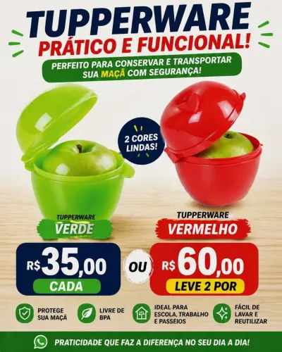 Porta maçã tupperware 