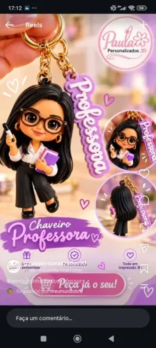 Lembrancinha Chaveiro Dia do professor boneco 3d