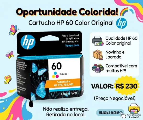Cartucho Hp 60 Color Cc643w F4480 F4580 D110a D410a C4780