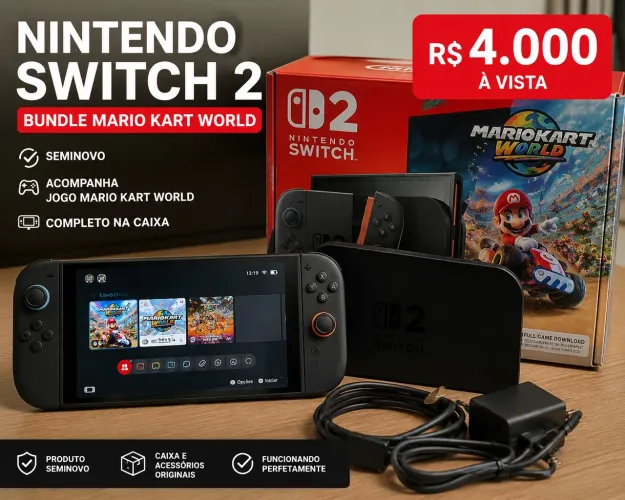 Switch 2 com bundle de Mário kart