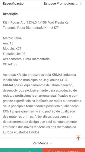 Roda aro 15 nova 