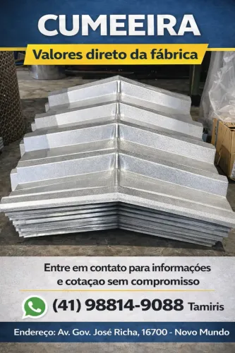 Cumeeira - SOMOS FABRICANTES. 