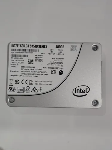 SSD Intel D3-S4510 480GB sata 6gb/s 2,5" sff (77% a 83% saúde)