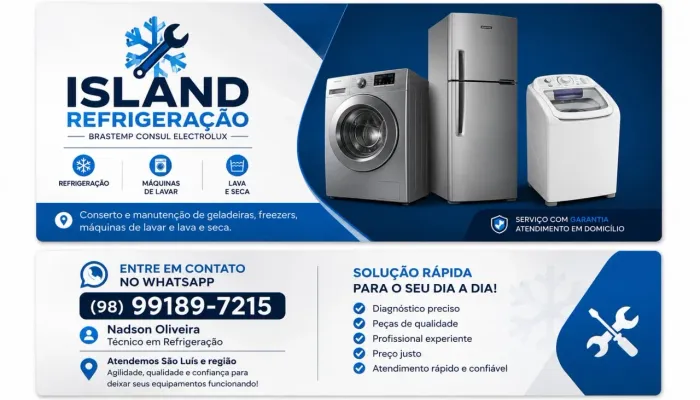 Serviços técnicos em geladeira e máquina de lavar