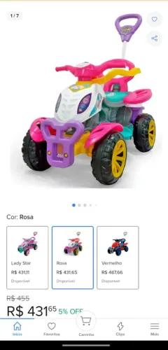Quadriciclo infantil Lady Star R$270