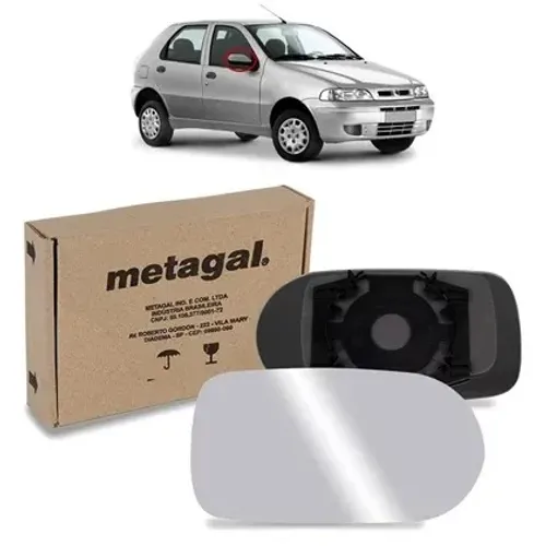Lente Retrovisor Fiat Palio 2001 à 2003 - L Direito - Lente C/ Placa - Metagal RTMM02