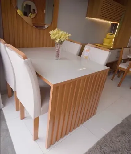 Mesa de jantar 4 cadeiras 120x90 Tampo de vidro R$ 1.699,99 avista 