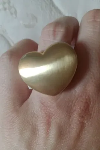 anel coração prata e dourado