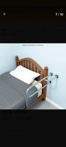 Barra de Apoio Articulada para Cama - 80cm - Aço Inox