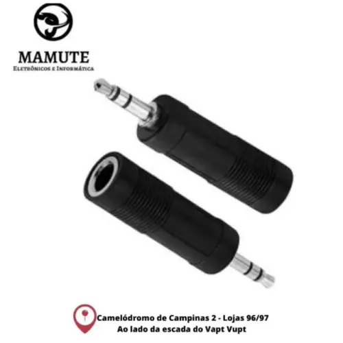 Plug Adaptador P10 Femea P/ P2 Macho Estéreo Auxiliar Som