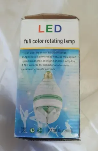 Lâmpada Led Colorida Giratória Para Festas e Reuniões Com Adaptador de Tomada Na Caixa 30