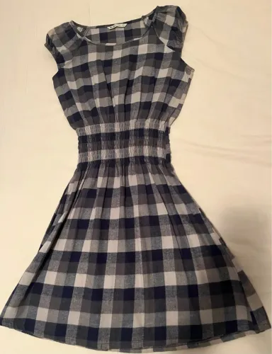 Vestido Curto Xadrez Cinza - Tamanho P