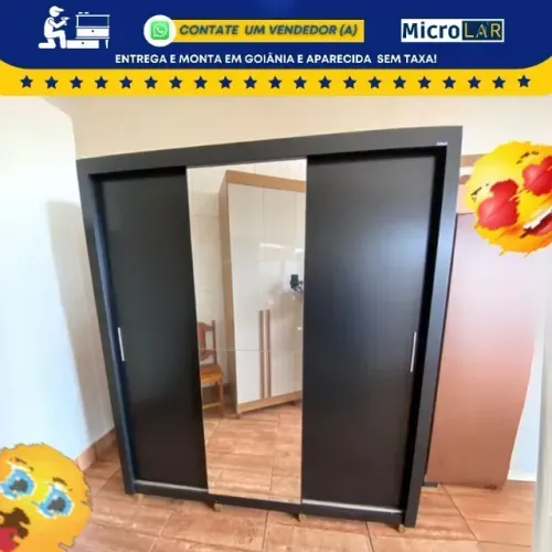 Guarda Roupa de Casal com Espelho Microlar - Monta na Hora