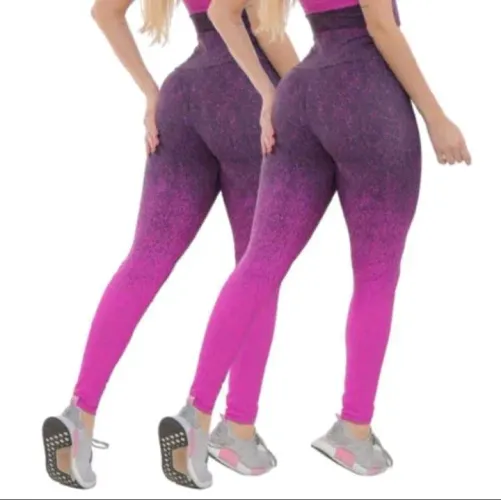 Legging Fitness Degradê Roxa e Rosa
