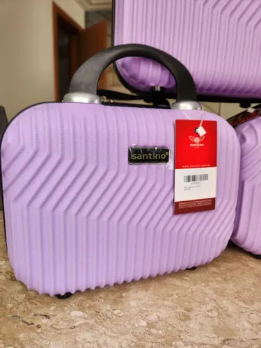 Frasqueira Necessarie (NOVA) Rígida da Santino Lilás, maleta de mão para Viagem pequena