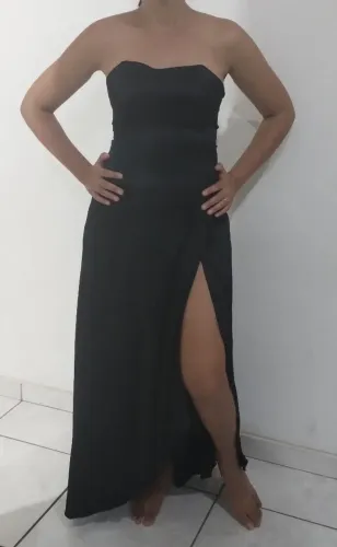 Vestido Longo Preto de Seda