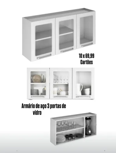 Entrega e Montagem Grátis!!Armário de Aço com Porta de Vidro!!