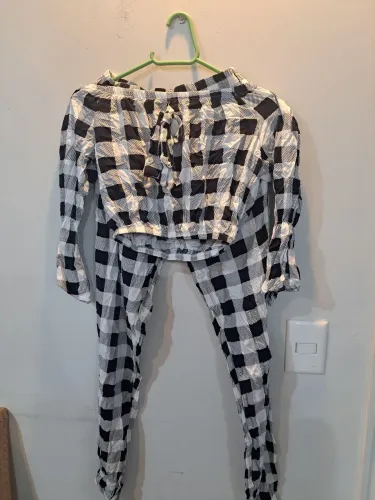 Conjunto xadrez manga longa