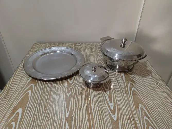 Jogo de Baixelas e Bandeja em Inox