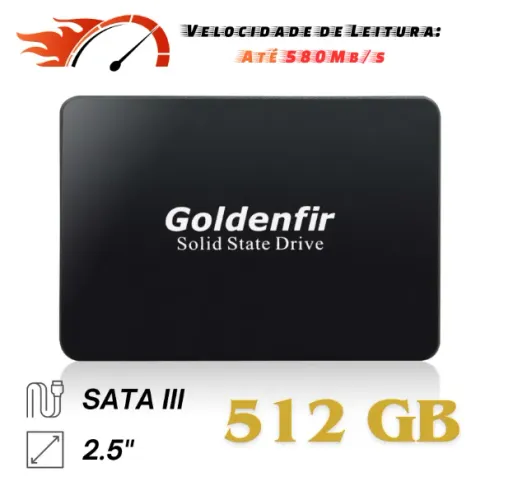 Oportunidade! SSD 512GB SATA III 6GB/S Velocidade Até 580Mb/s. Últimas Unidades!