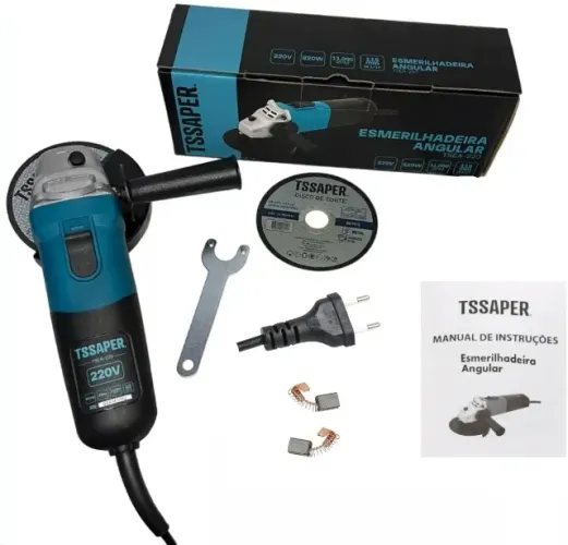 Esmerilhadeira e Lixadeira Angular 4.1/2 11000rpm 820W Tssaper Profissional 60 Hz 220V