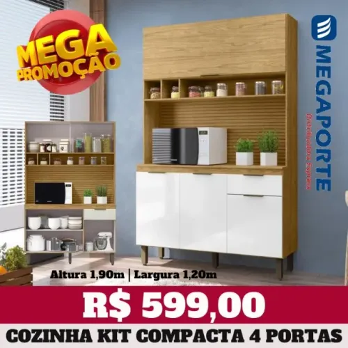 Armário de Cozinha Kit 4 Portas 1 Gaveta (Novo) Entrega Grátis!