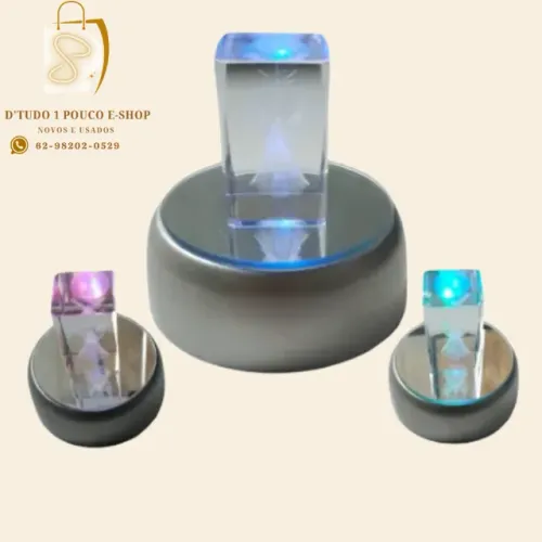ANJO de cristal c/ Base Decorativa  Luz Led - Natal 