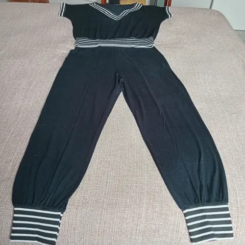 Conjunto em malha a.basso, tamanho único, cor preta preto com detalhes listrados