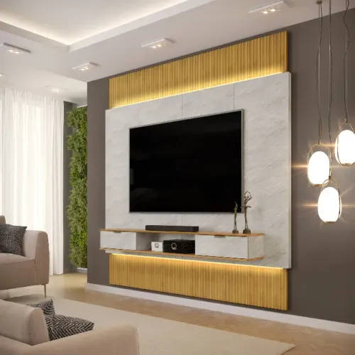 12X SEM JUROS - PAINEL HOME EXTENSÍVEL 100% MDF COM LED | PARA TV ATÉ 85?