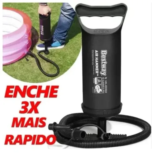 Colchão Inflável 150kg Solteiro  + Bomba de Ar Manual Bestway