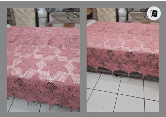 Colcha Crochê Rosa Cama Casal 2,20x2,20 m