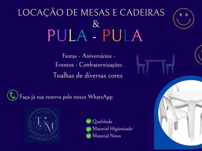 Aluguel de Mesas, Cadeiras e Pula-Pula