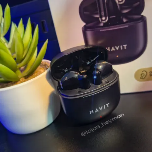 Fone Bluetooth Havit TW976 Preto TWS Sem Fio com Case e Microfone 