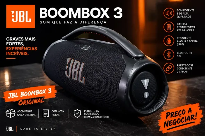 ? JBL BOOMBOX 3 ORIGINAL - COM CAIXA E NOTA FISCAL! ?