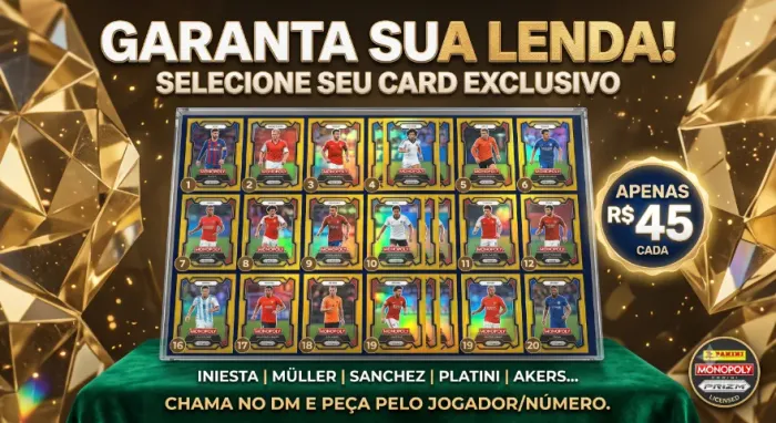 Escolha um card Monopoly Prizm Panini World Cup 2026 para completar sua coleção
