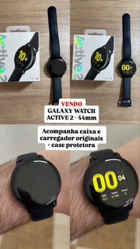 Samsung Galaxy Watch Active 2 - 44mm + Carregador e Caixa Originais + Case Protetora